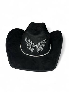 Black Rhinestone Bow Cowgirl Hat Festival Rodeo Nashville Boho Western